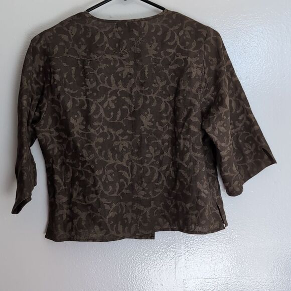 Maiwa Studio 100 Linen  Floral wrap Cropped Top S - Picture 16 of 16